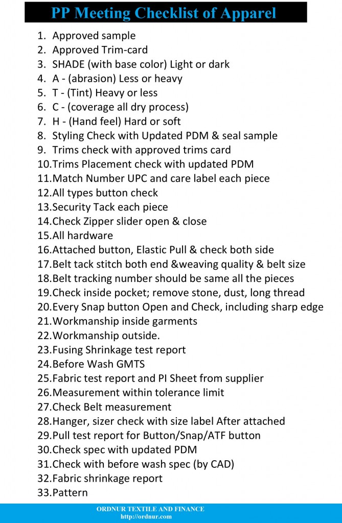 PP Meeting Checklist in Garments - ORDNUR
