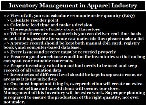 Inventory Management in Apparel Industry