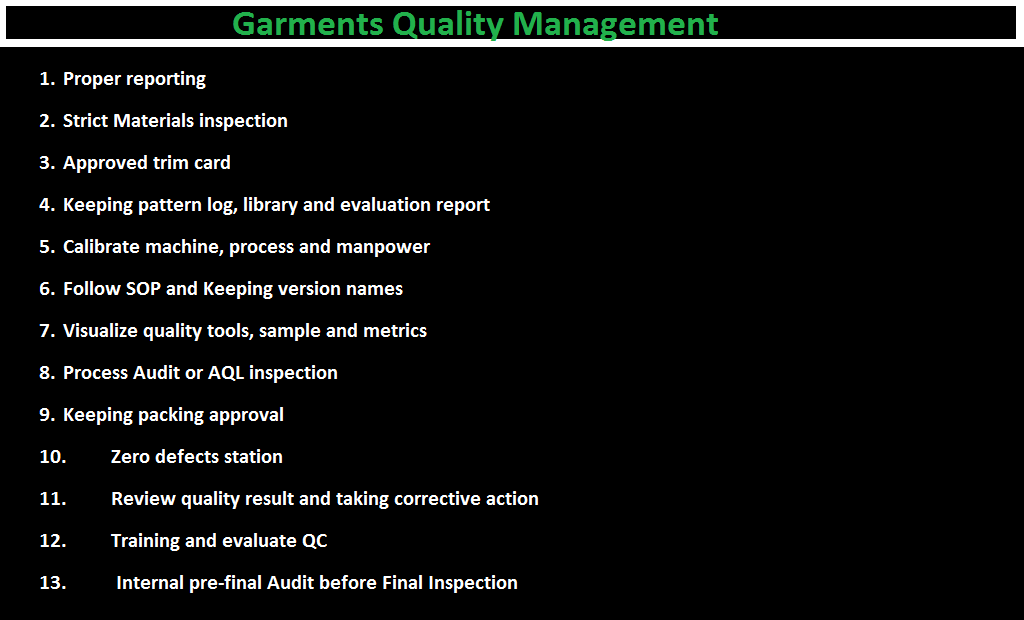 Quality Management System in Garments Manufacturing
