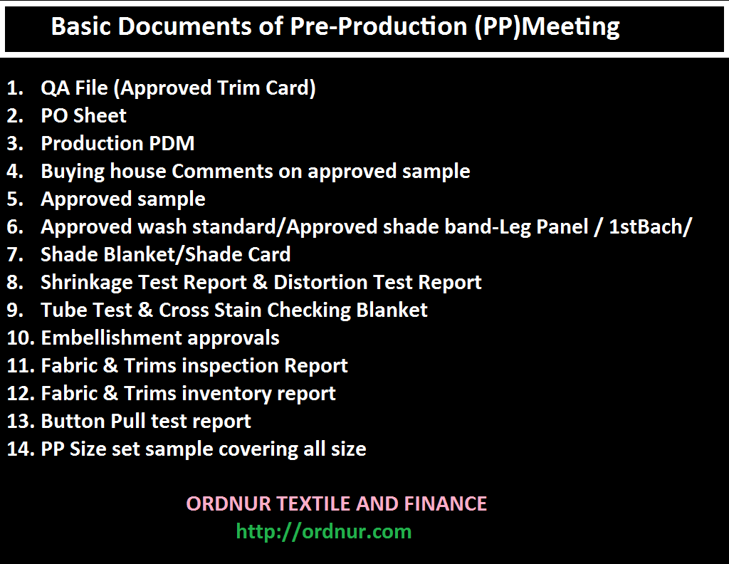 PP Meeting Requirements and Procedure in Apparel Industry