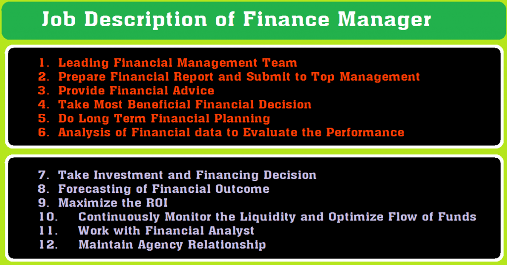 Job Description of Finance Manager