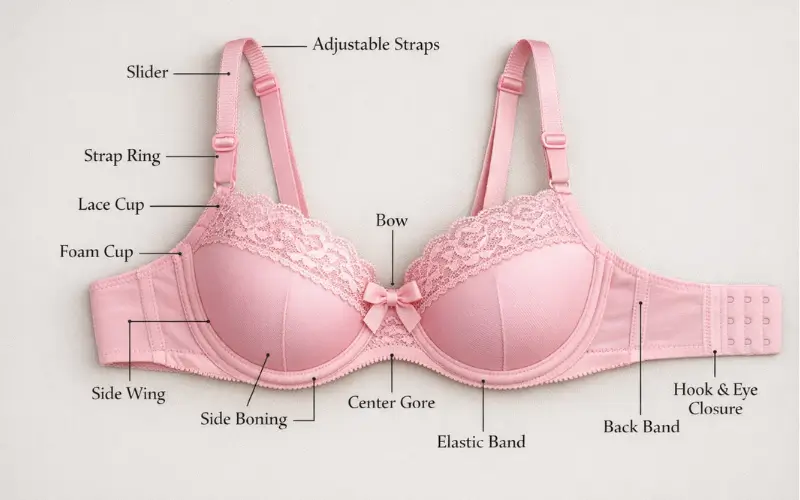 Different parts of a bra