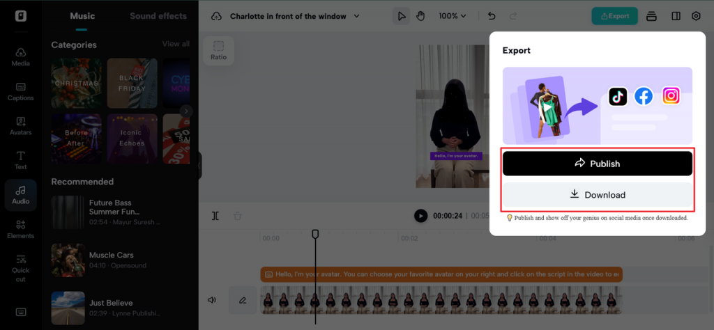 Export - share your video