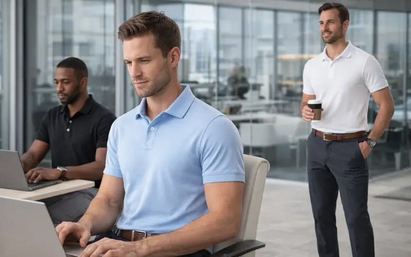 slim-fit polos for office attire
