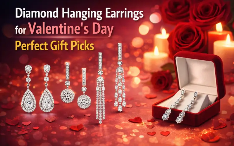 Diamond hanging earrings for Valentine’s Day