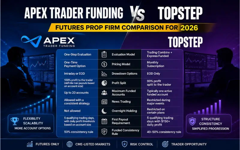 Apex Trader Funding vs Topstep: Futures Prop Firm Comparison for 2026