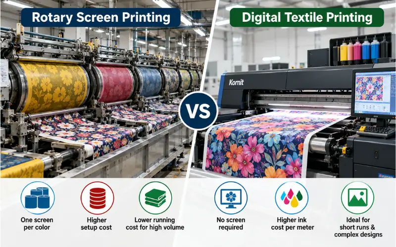 Digital Textile Printing vs Rotary Screen: Cost per Metre
