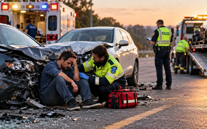aftermath of a motor vehicle crash